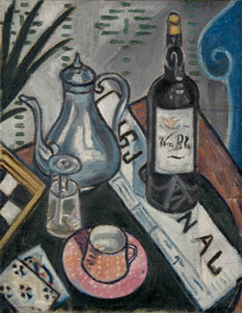 naturemorte � la bouteille de vin