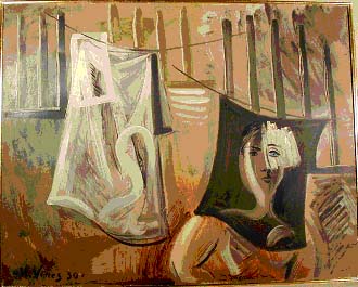 femme etendant son linge